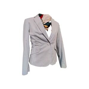 Talbots Women's Light Blue Velvet‎ Blazer Jacket One Button Tailored 4P